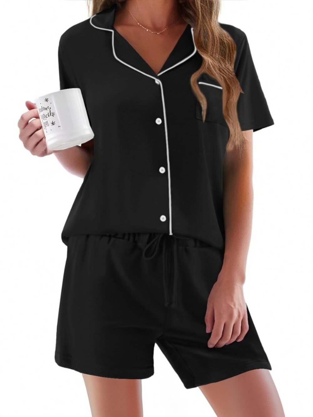 Pajamas Set for Women Short Sleeve Sleepwear Button Down Pj XS-XXXL
